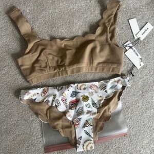 Marysia Scallop Bikini + Bottom Beige